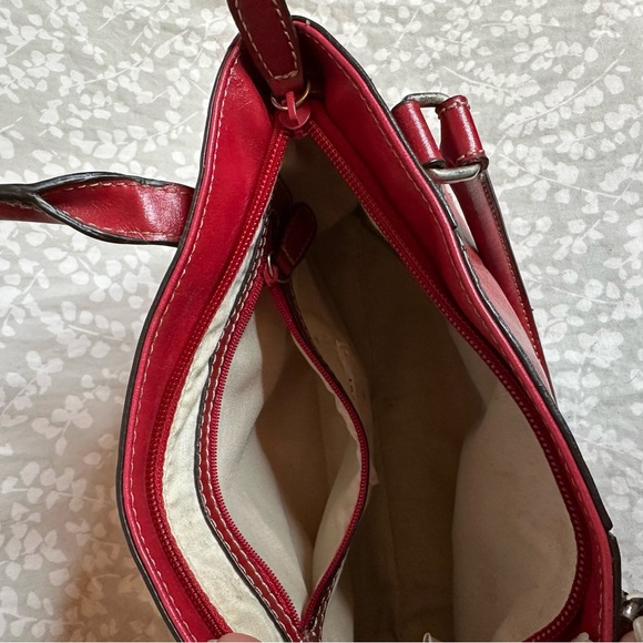 Vtg Nine West Faux Leather Red Shoulder Handbag Purse Silver Hardware - Picture 5 of 5